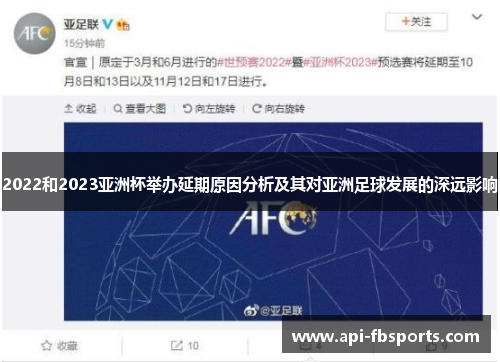 2022和2023亚洲杯举办延期原因分析及其对亚洲足球发展的深远影响